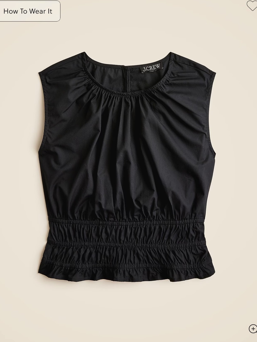 J. Crew Black Hyacinth top in cotton poplin